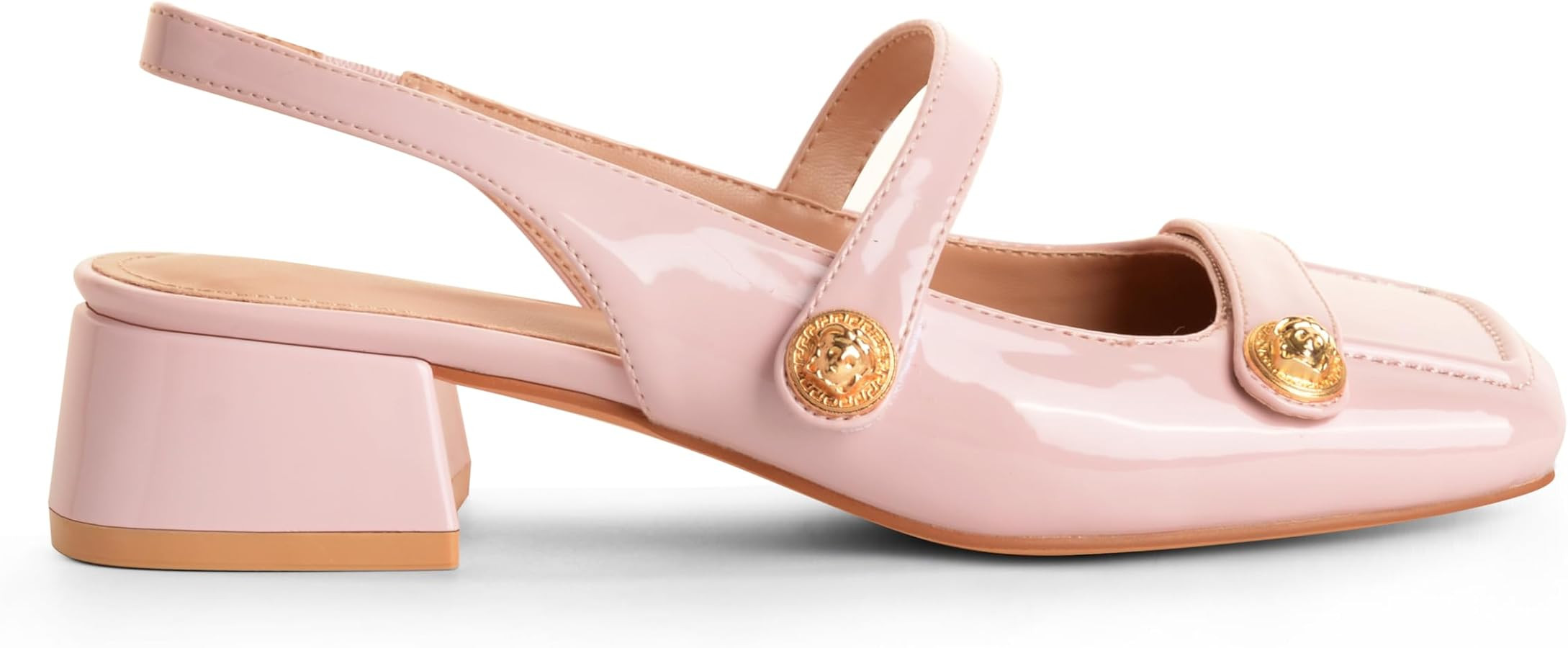 Slingback Mary Jane Heels for Women Low Block Heel Closed Square Toe Pump Shoes Heels Classic Dai... | Amazon (US)