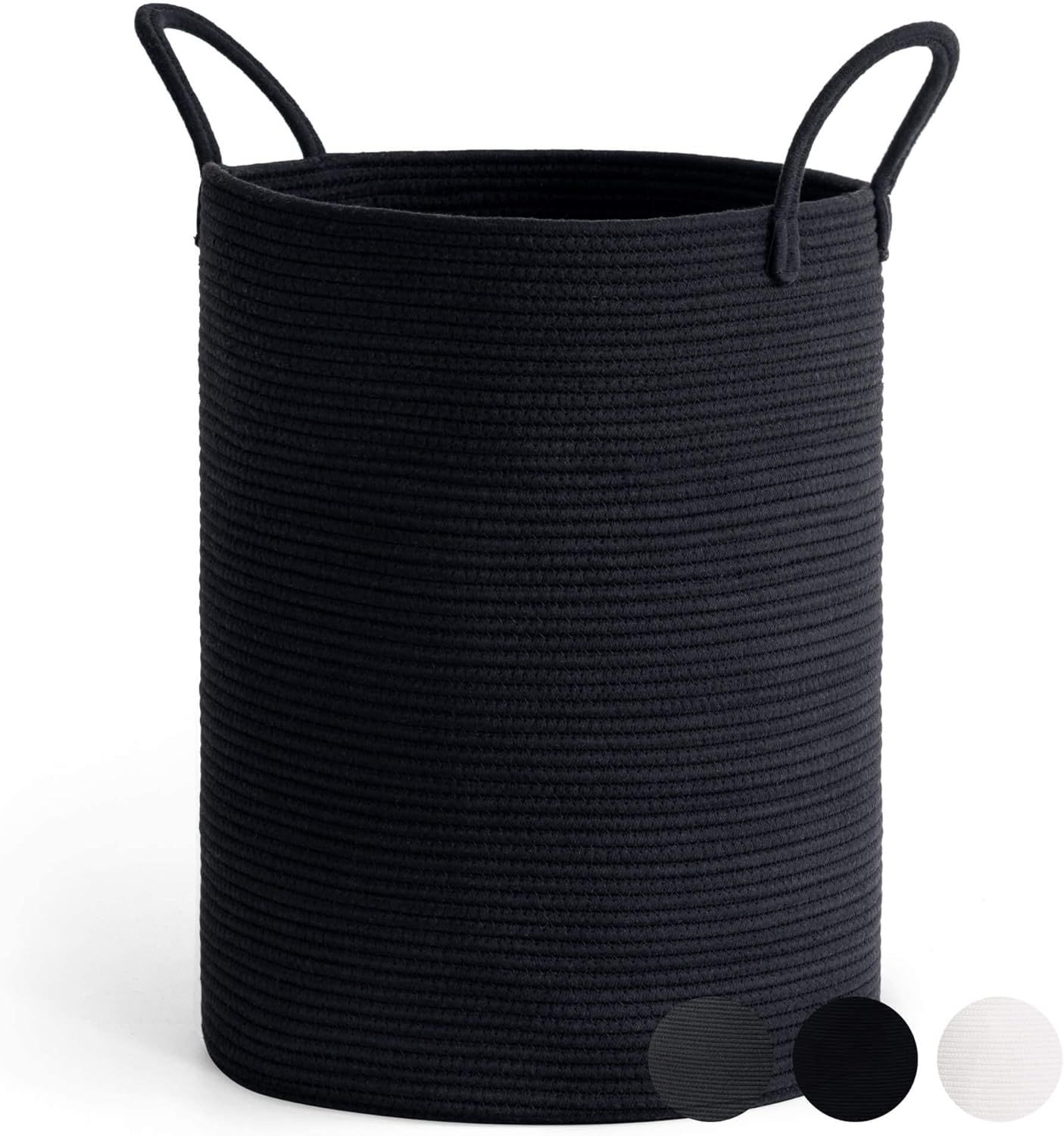 Goodpick Black Woven Rope Laundry Basket, Tall Modern Laundry Hamper for Clothes, Blankets, Toys,... | Amazon (US)