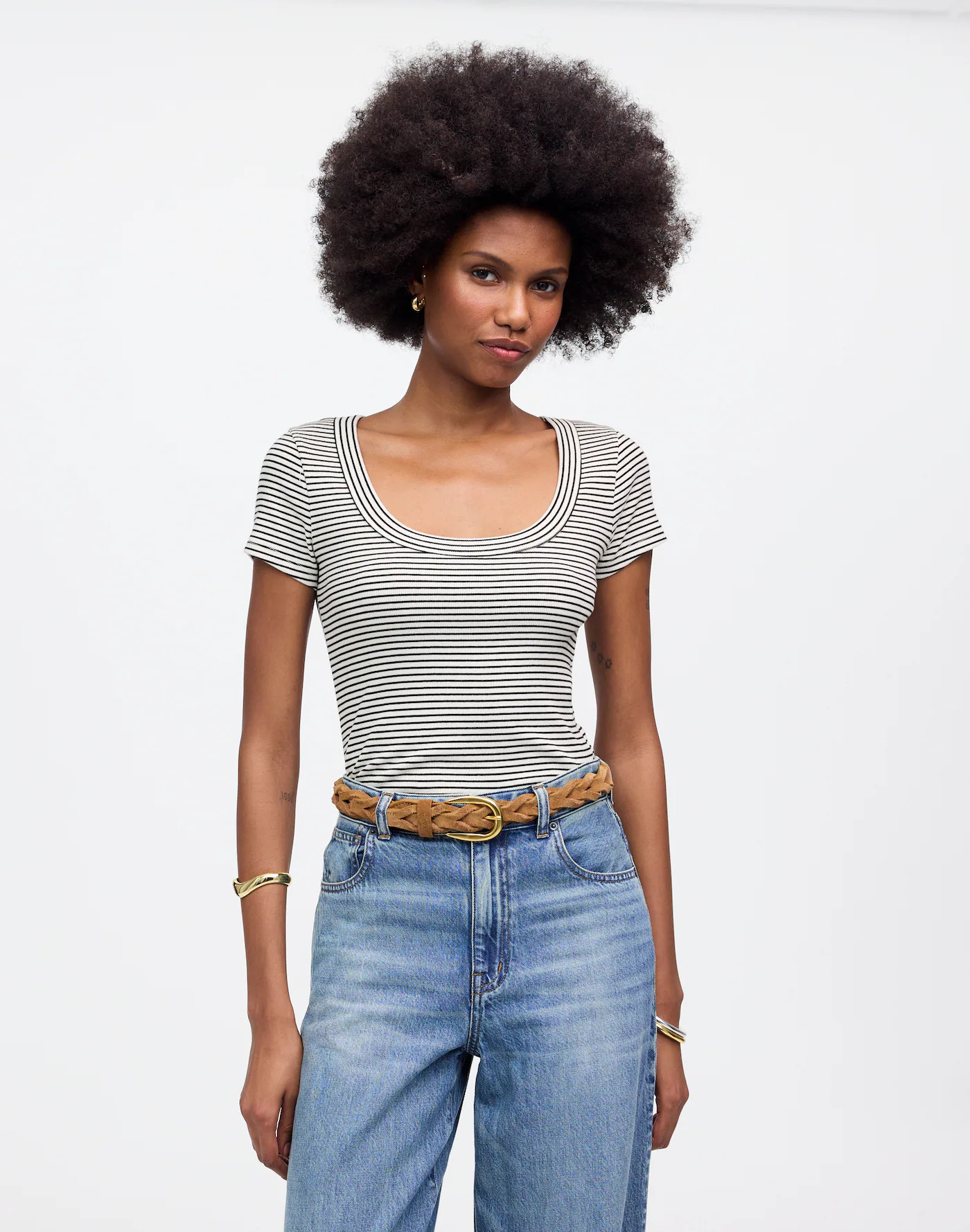 (Re)generative Cotton Ribbed Scoopneck Tee | Madewell | Madewell