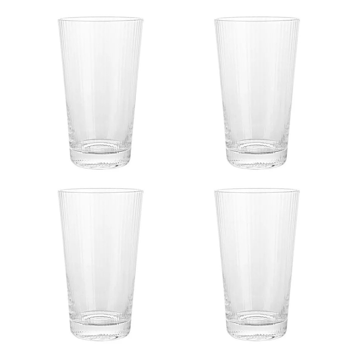 Elle Decor Ribbed Highball Glasses, Set of 4, 16oz Tall Drinking Glasses, For Gin and Tonics, Coc... | Target