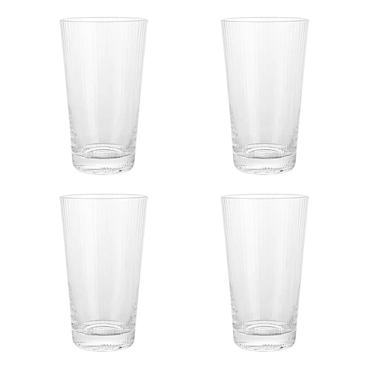 Elle Decor Ribbed Highball Glasses, Set of 4, 16oz Tall Drinking Glasses, For Gin and Tonics, Coc... | Target