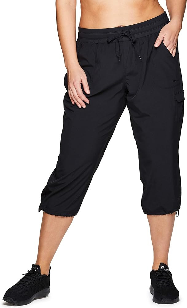 RBX Active Women's Plus Size Fashion Lightweight Woven Body Skimming Drawstring Cargo Capri Pant | Amazon (US)