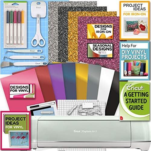 Cricut Explore Air 2 Machine Bundle Iron On Vinyl Pack Tools Pen Design Beginner Guide | Amazon (US)