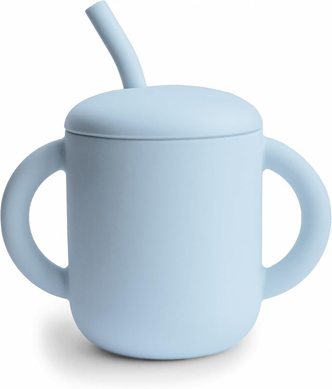 mushie 100% Silicone Training Cup & Straw for Toddlers | 6 Months+ (Powder Blue) | Amazon (US)