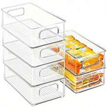 Save Space & Organize Easily With 2pcs Stackable Clear Refrigerator Bins With Handles - Perfect F... | SHEIN