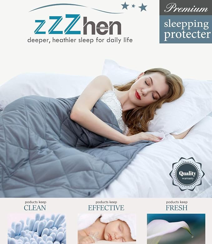 ZZZhen Weighted Blanket - High Breathability - 48''72'' 15LBs - Premium Heavy Blankets - Calm Sle... | Amazon (US)