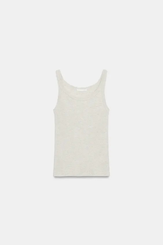 Top made from 100% cotton fabric. Featuring a round neckline and thin straps. | Zara UK