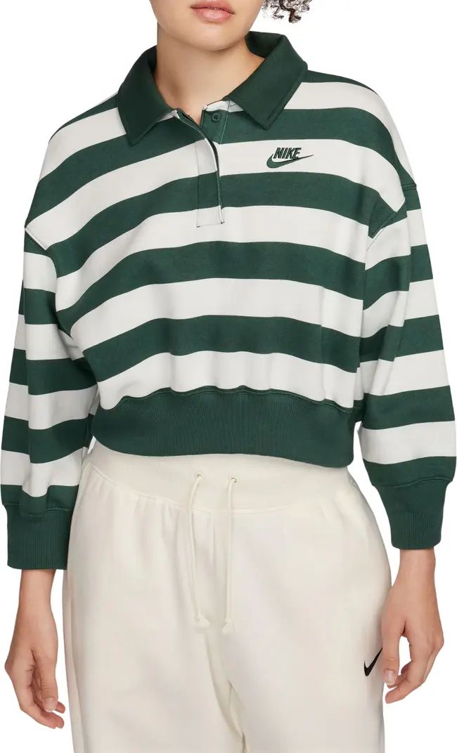 Stripe Oversize Crop Polo Sweatshirt | Nordstrom