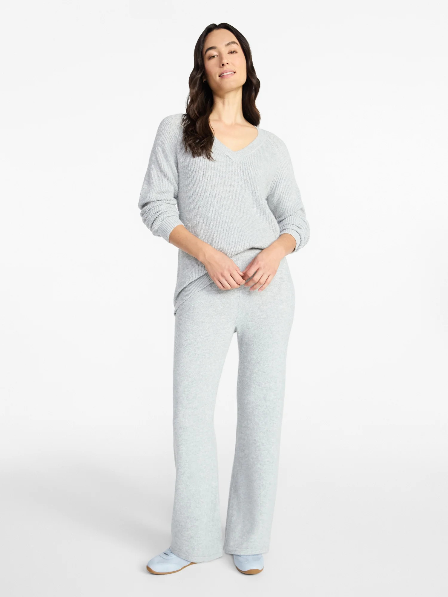 Time and Tru Women's V-Neck Sweater and Pants Lounge Set, 2-Piece, Sizes, XS-XXXL | Walmart (US)
