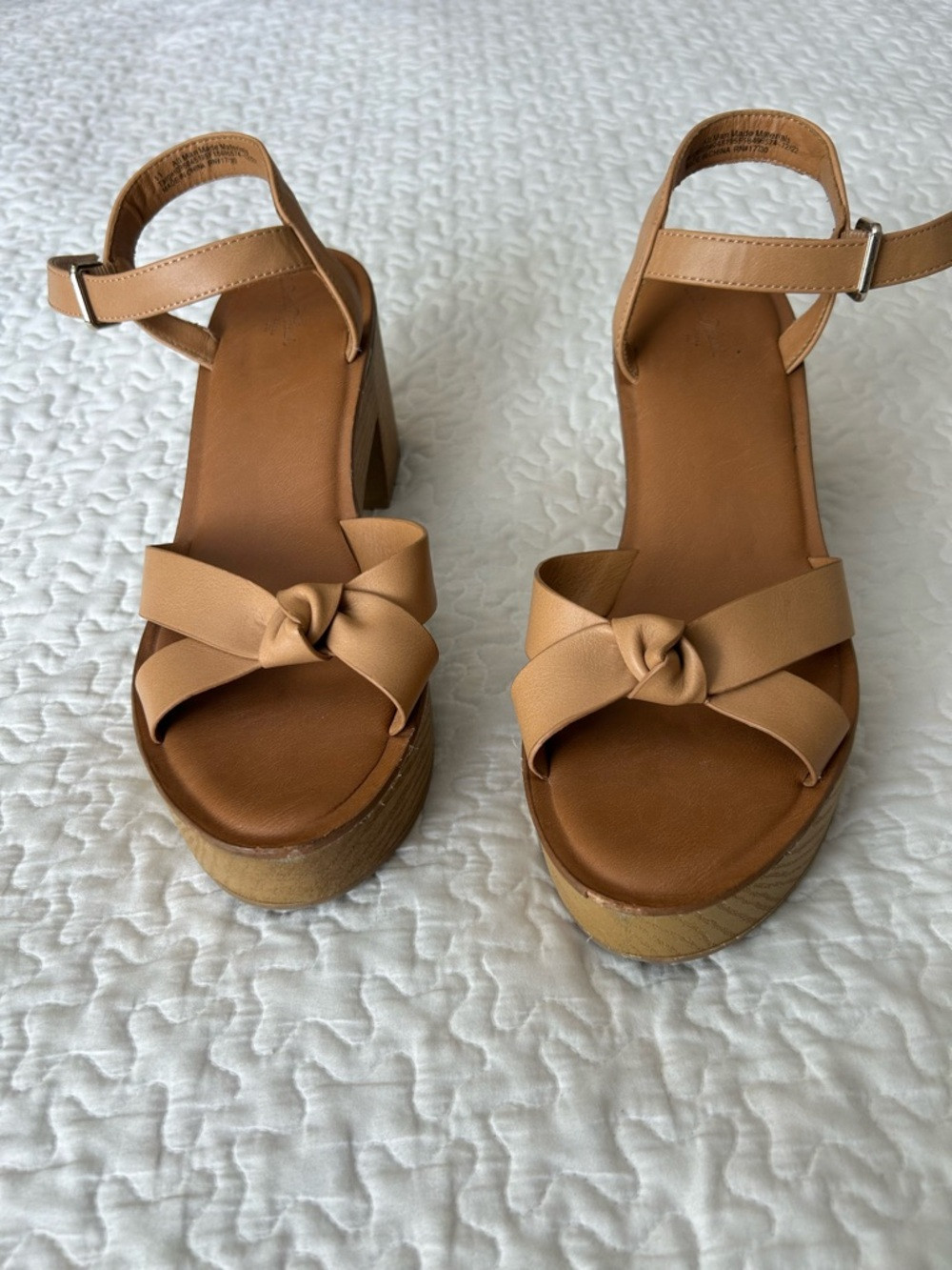 Women\u2019s Tan Knot-Front Platform Sandals | Poshmark