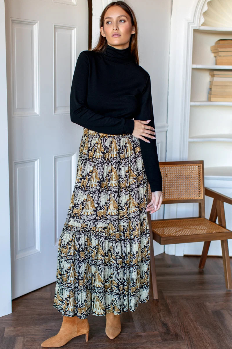 Shirred Skirt - Story Print | Emerson Fry