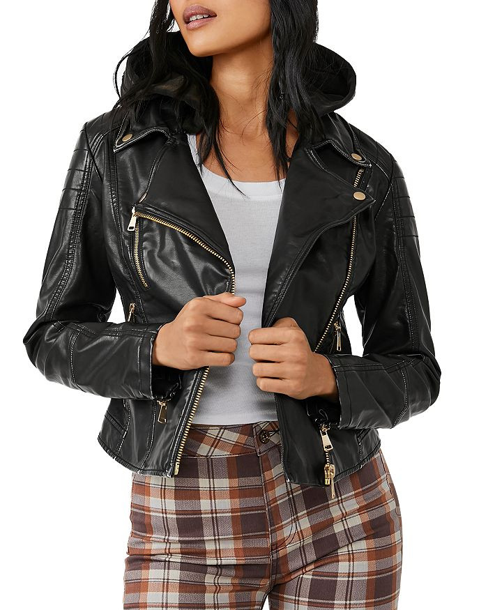 Harriet Vegan Leather Hooded Moto Jacket | Bloomingdale's (US)