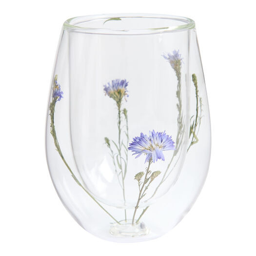 Botanica Pressed Flower Double Walled Stemless Wine Glass by World Market | World Market