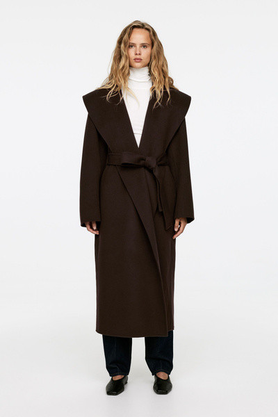 Shawl-Collar Coat – Dark Brown – Women – ARKET NL | ARKET (US&UK)