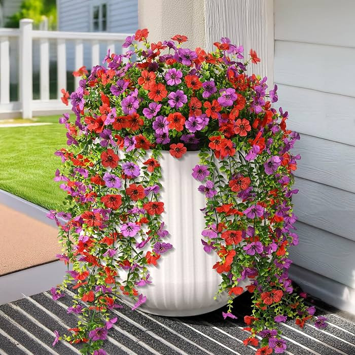 Artificial Hanging Flowers for Outdoors, 2 Pcs Fake Hanging Plant Spring Summer Decor, UV Resista... | Amazon (US)