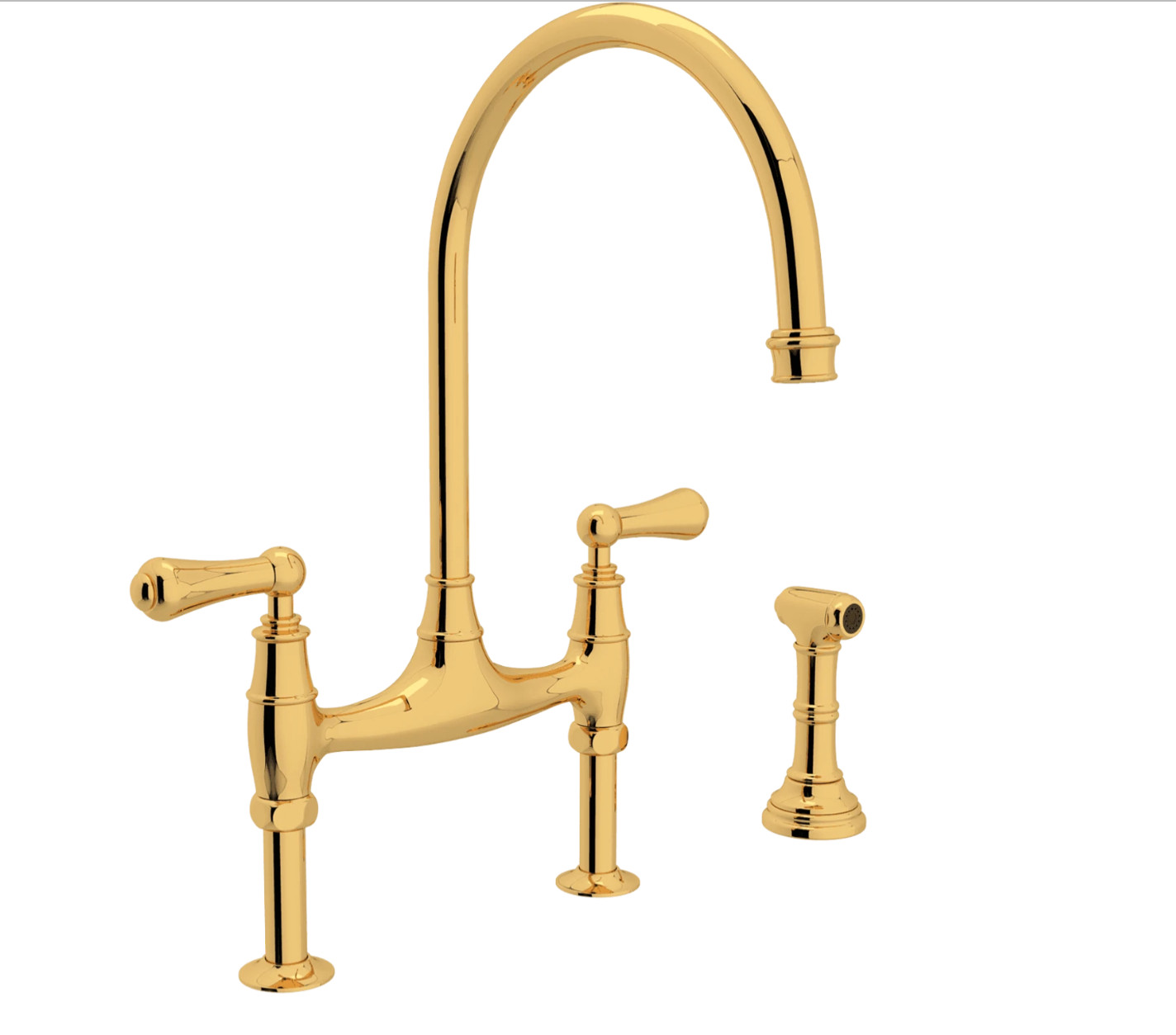 Rohl U.4719L-ULB-2 Perrin & Rowe UNLACQUEUED BRASS Bridge Kitchen Faucet.   | eBay | eBay US