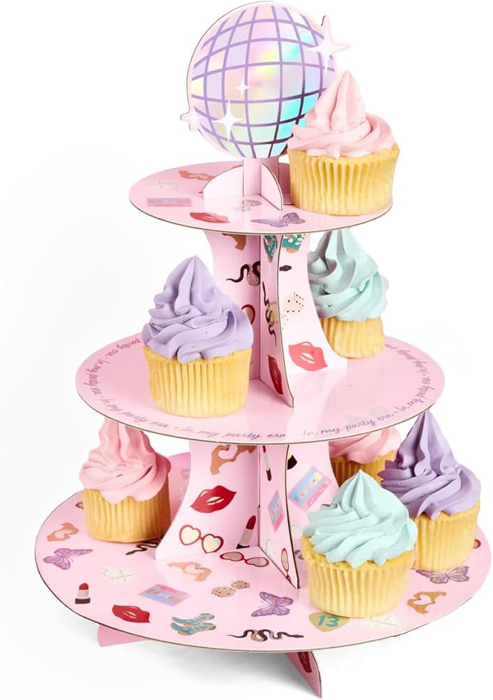 xo, Fetti ERAS Cupcake Tower, 3 Tiers | Birthday Display Decorations, Girls Cake Stand Decor, Bac... | Amazon (US)