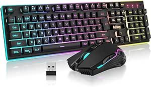 Amazon.com: RedThunder K10 Wireless Gaming Keyboard and Mouse Combo, LED Backlit Rechargeable 380... | Amazon (US)