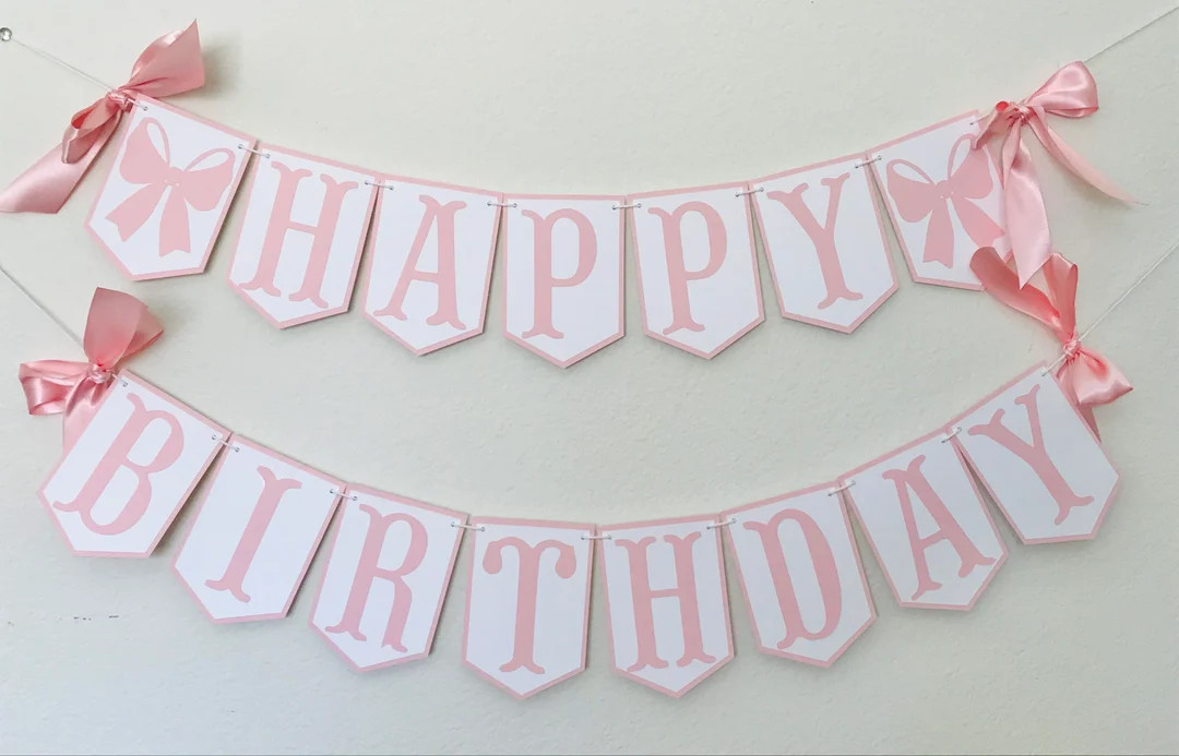 Happy Birthday Bow Girl Banner, Bow Party Decor, First Bow Birthday Party, Pink Bow Happy Birthda... | Etsy (US)