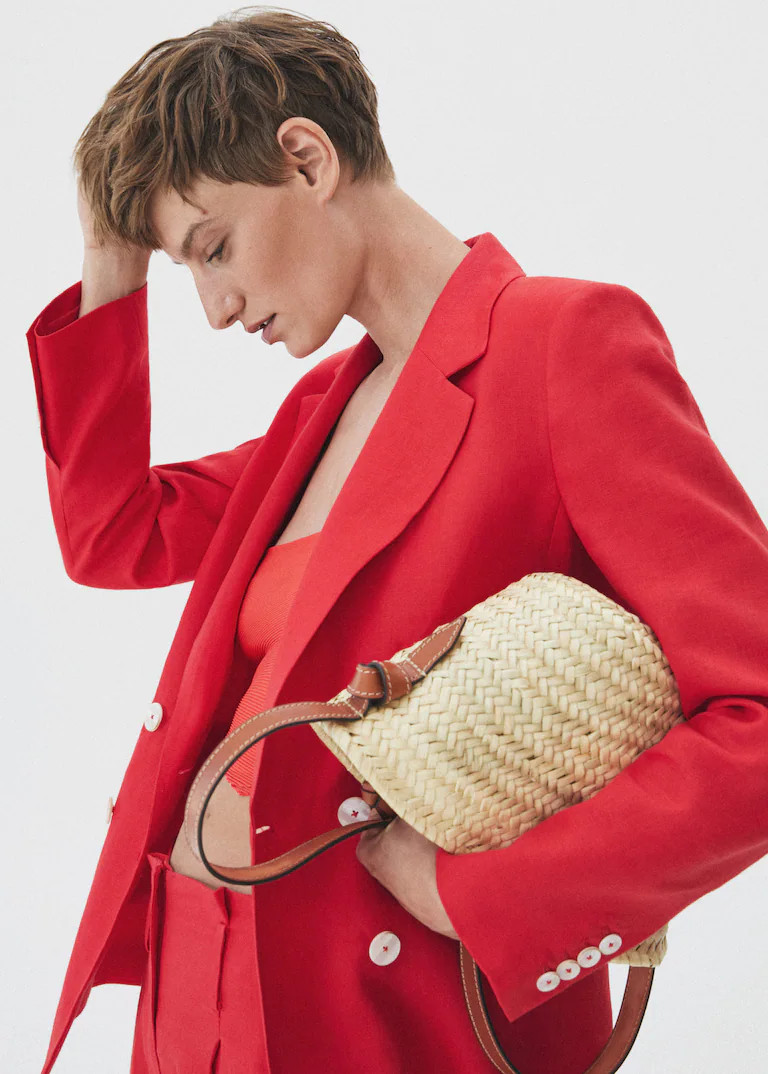 Leather basket bag | MANGO (UK)