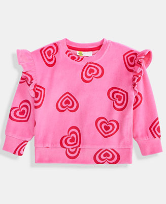 Girls Toddler 2T-4T Hearts Ruffle Velour Top, Macy's Exclusive | Macy's