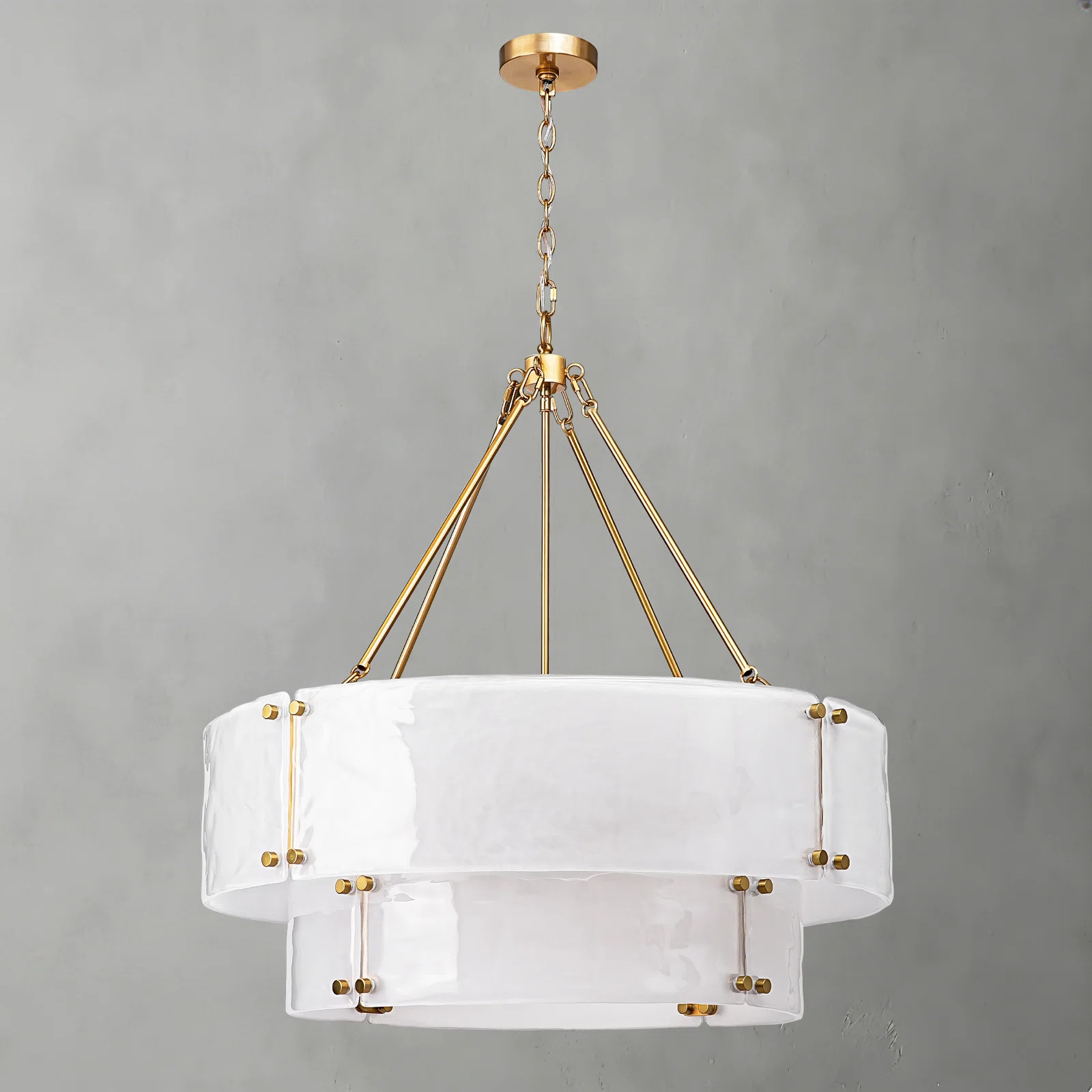 Joss & Main Nicola 32" 12-light Luxury 2-tiered Round Pearl White Glass Chandelier With Gold Fini... | Joss & Main