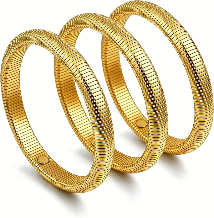 Awinesn 18K Gold Plated Bracelets for Women Gold Bangles for Women Chunky Bangle Bracelets for Wo... | Amazon (US)