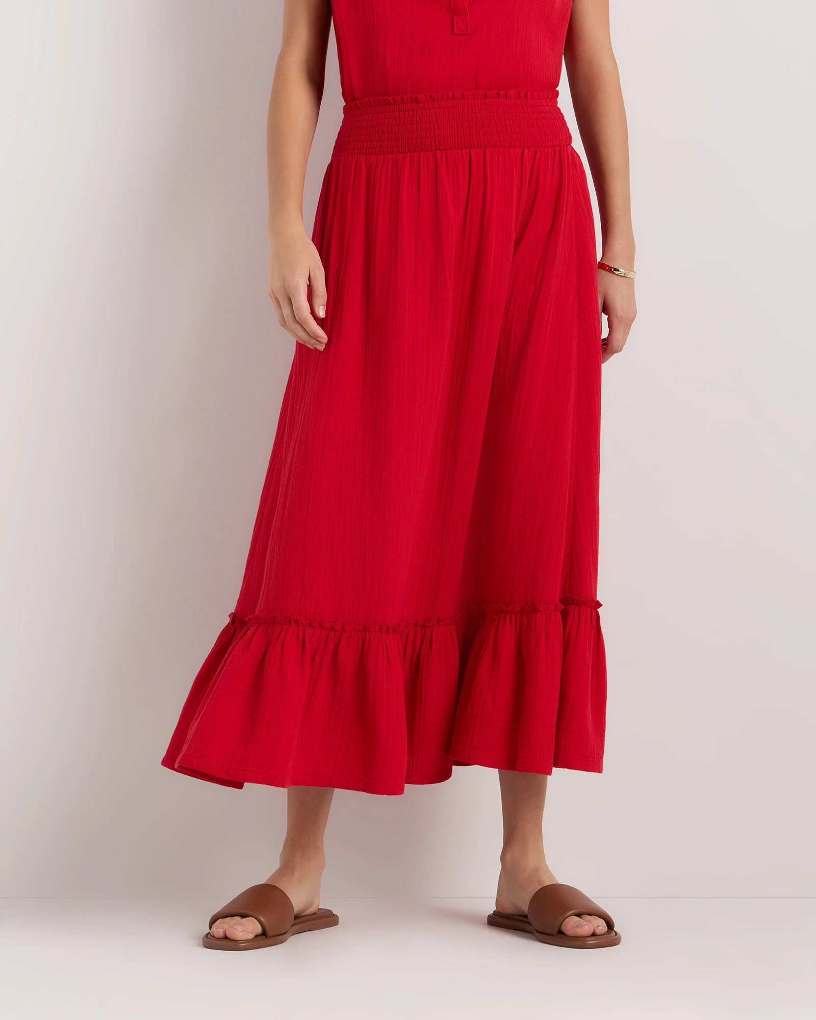Quince | Women's Gauze Smocked Maxi Skirt in Black, Size XS, Organic Cotton | Quince