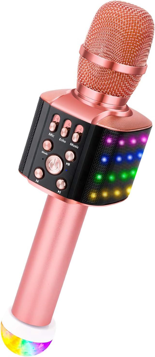 BONAOK Wireless Bluetooth Karaoke Microphone with Flashing Dancing Lights & USB Disco Ball Light,... | Amazon (US)