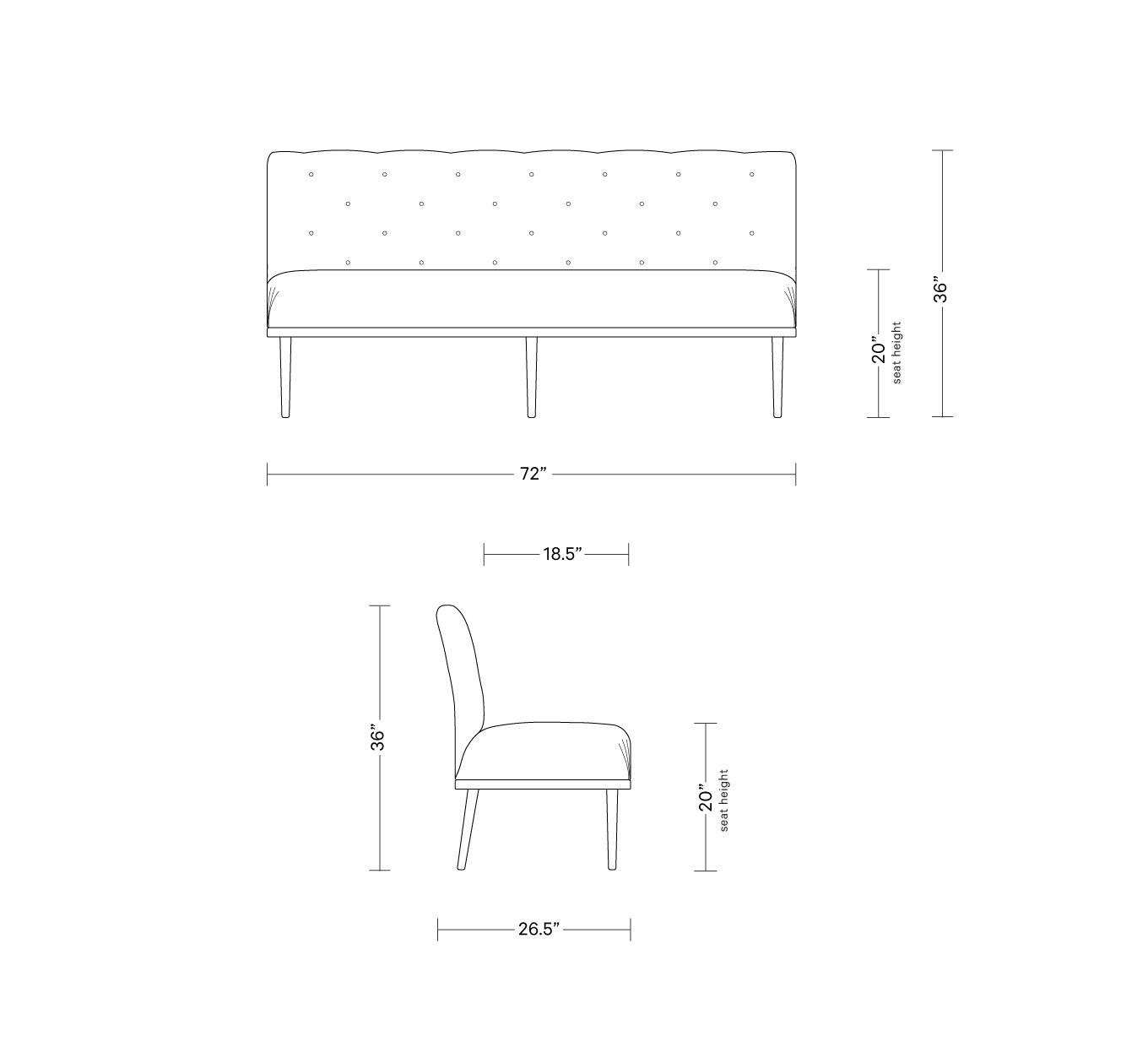 Dorian Slipcovered Larger Dining Bench | Interior Define