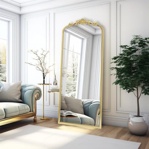 CASOLLY Gold Antique Full Length Mirror, 22"x65" Traditional Elegant Floor Vintage Mirror with Ornate Matel Frame, Baroque Inspired Home Decor for Entryway/Living Room/Hallway | Amazon (US)