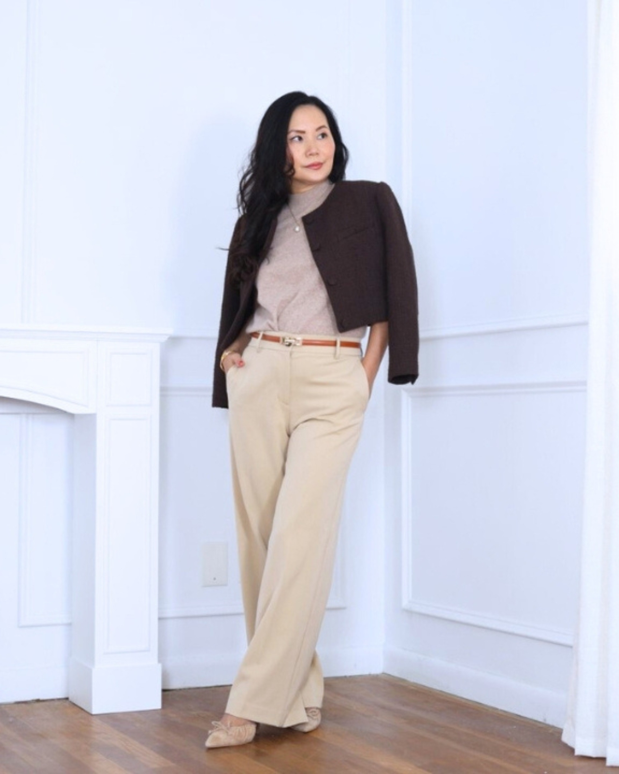 Channeling classic chic today with this tweed jacket from Aritzia, a timeless top from Quince, and wide-leg pants from Ann Taylor. It’s that elegant mix of textures and silhouettes that always makes an outfit feel polished but effortless. I’m 5’2, wearing size S.

#LTKStyleTip #LTKPetite #LTKOver40