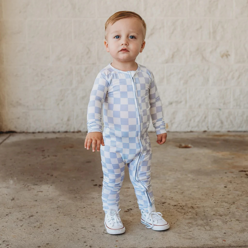 CLOUDY CHECKERS DREAM ROMPER | Dream Big Little Co.