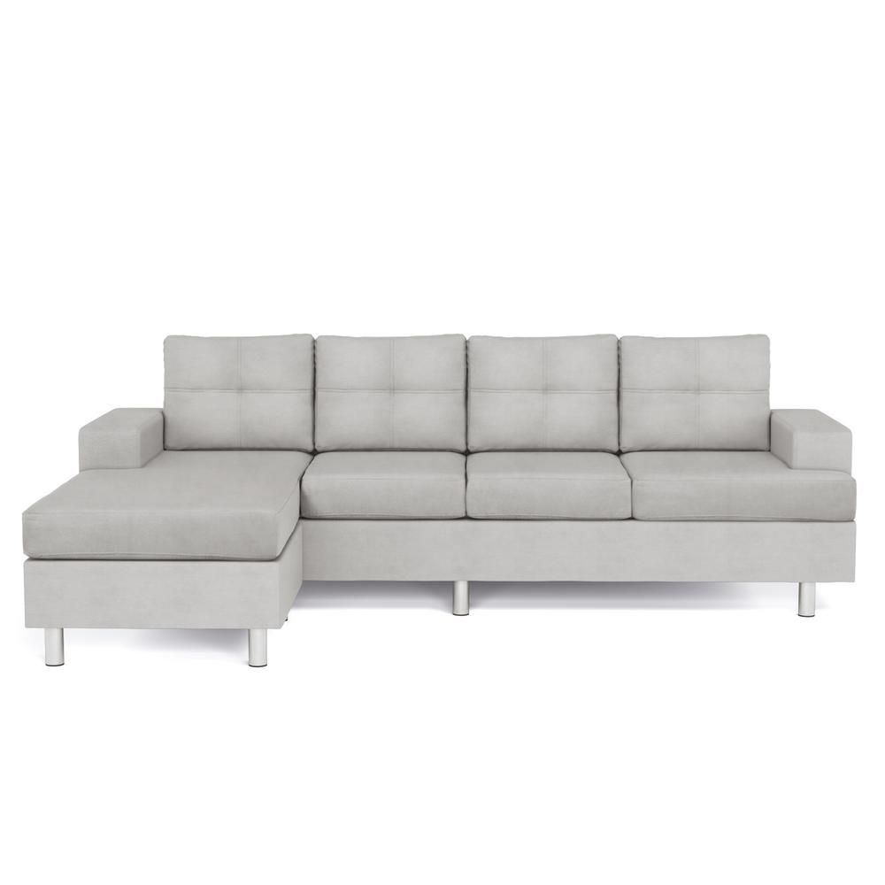 Boyel Living 6 Piece Grey Fabric Couch and Sofa Sets with Reversible Chaise Lounge L Shape Furniture | The Home Depot