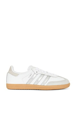 adidas Originals Samba OG in Cloud White  Silver Metallic  & Grey One. Size 6.5 | Revolve Clothing (Global)