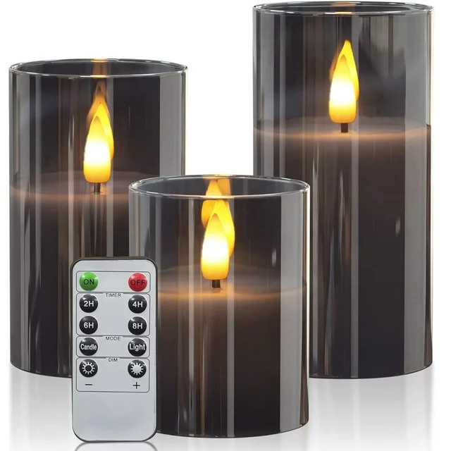 HIDAWN Flameless Candles Flickering with Remote and Timer,3D Wick Acrylic Electric Fake Candles, ... | Walmart (US)