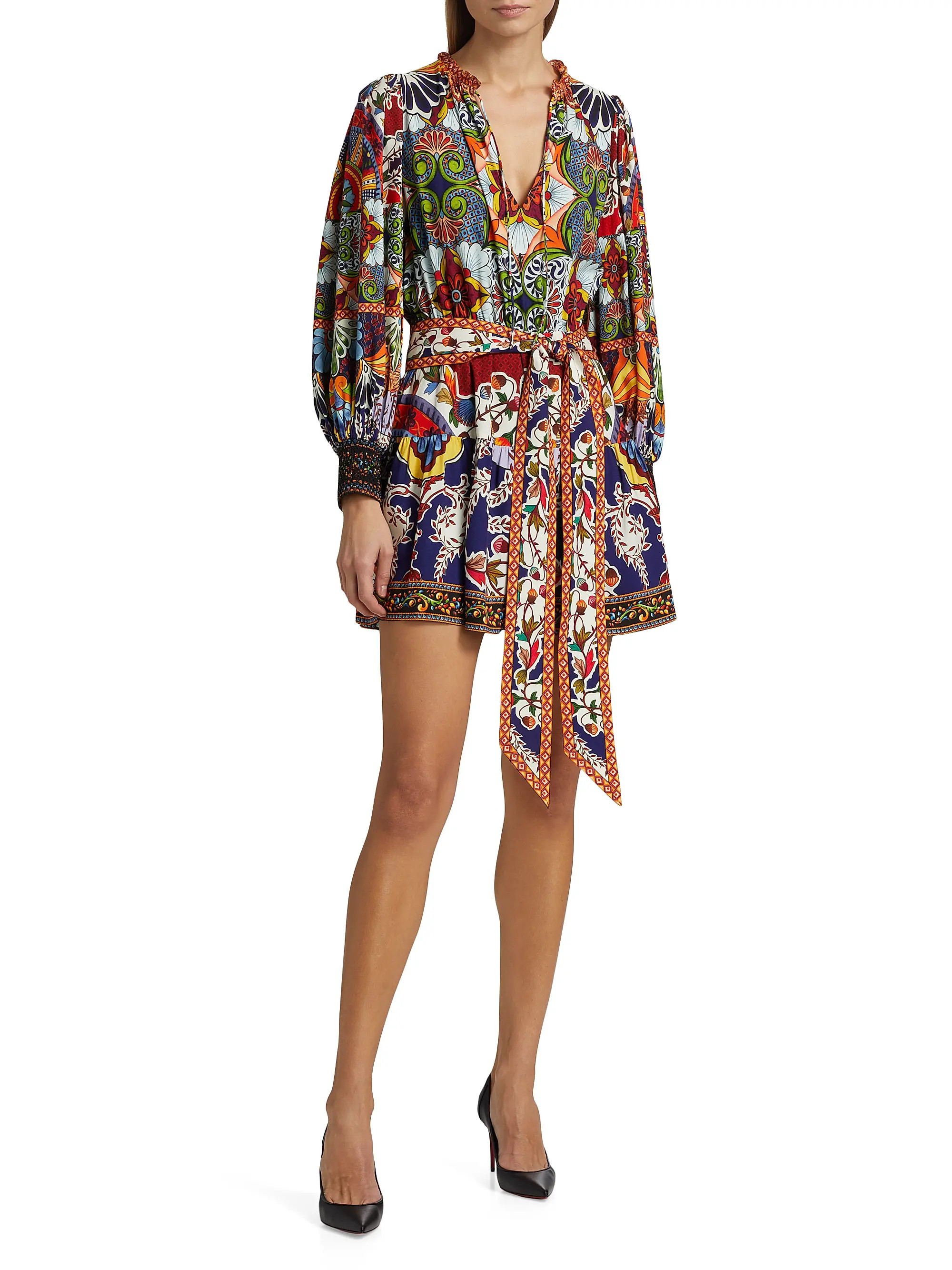 Sadie Printed Self-Belt Minidress | Saks Fifth Avenue