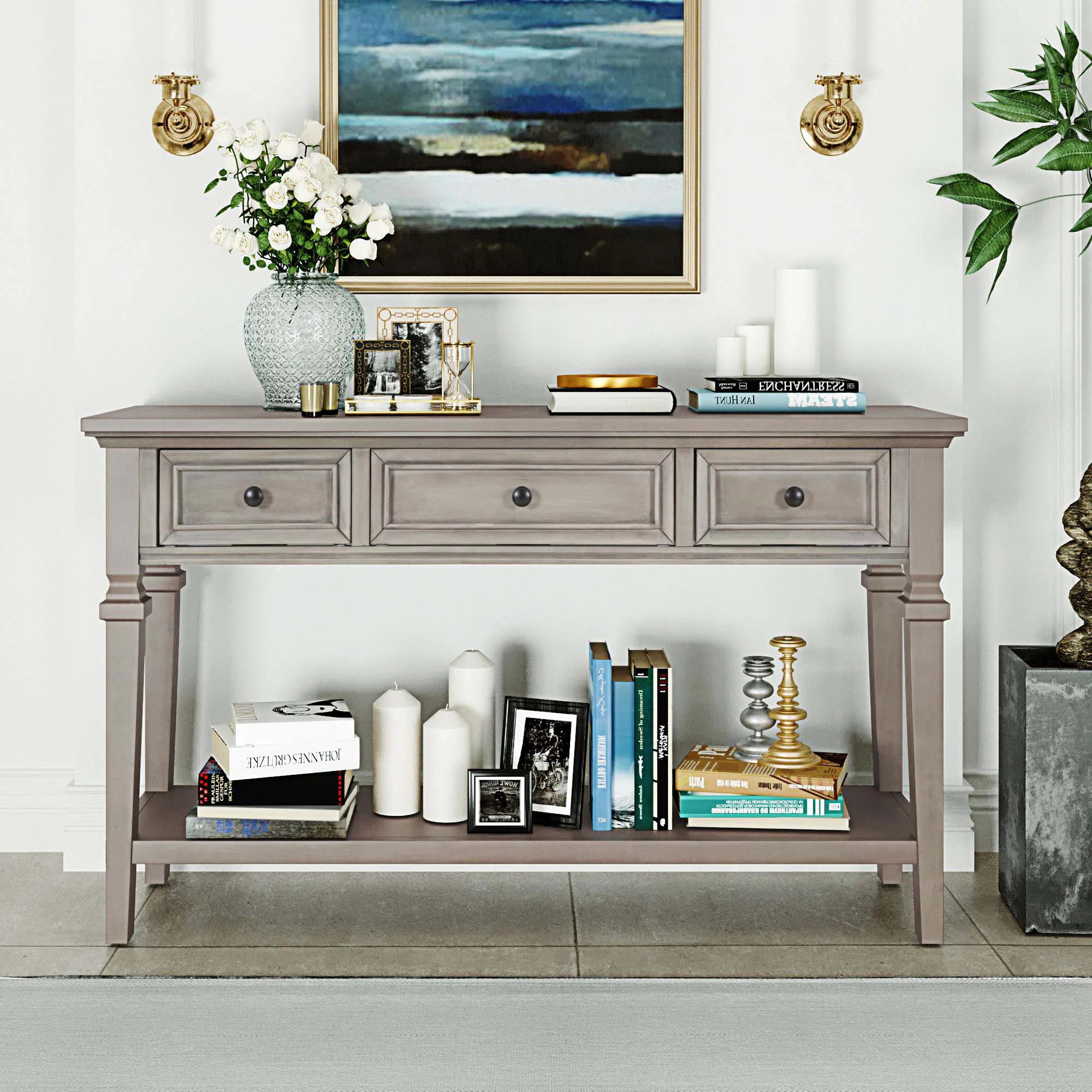 Dmitry 50'' Console Table,Hallway table,Hoyer table with a lower shelf | Wayfair North America
