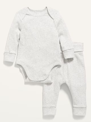 Unisex Adjustable-Length Rib-Knit Bodysuit &#x26; Leggings Set for Baby | Old Navy (US)