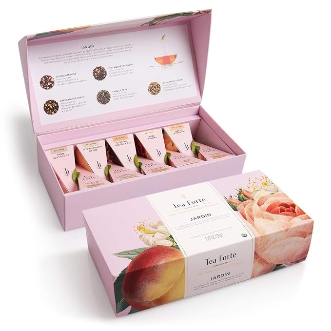Tea Forte Jardin Tea Samplers with 10 Pyramid Tea Infuser Bags - Fruit, Herb, and Flower Tea - Pe... | Amazon (US)