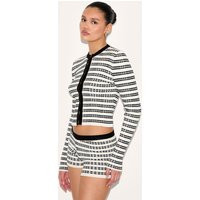 Monochrome Stripe Knitted Shorts | PrettyLittleThing US