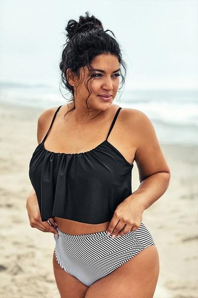 Ruffle Plus Size Bikini With High Waisted Bottom | Cupshe