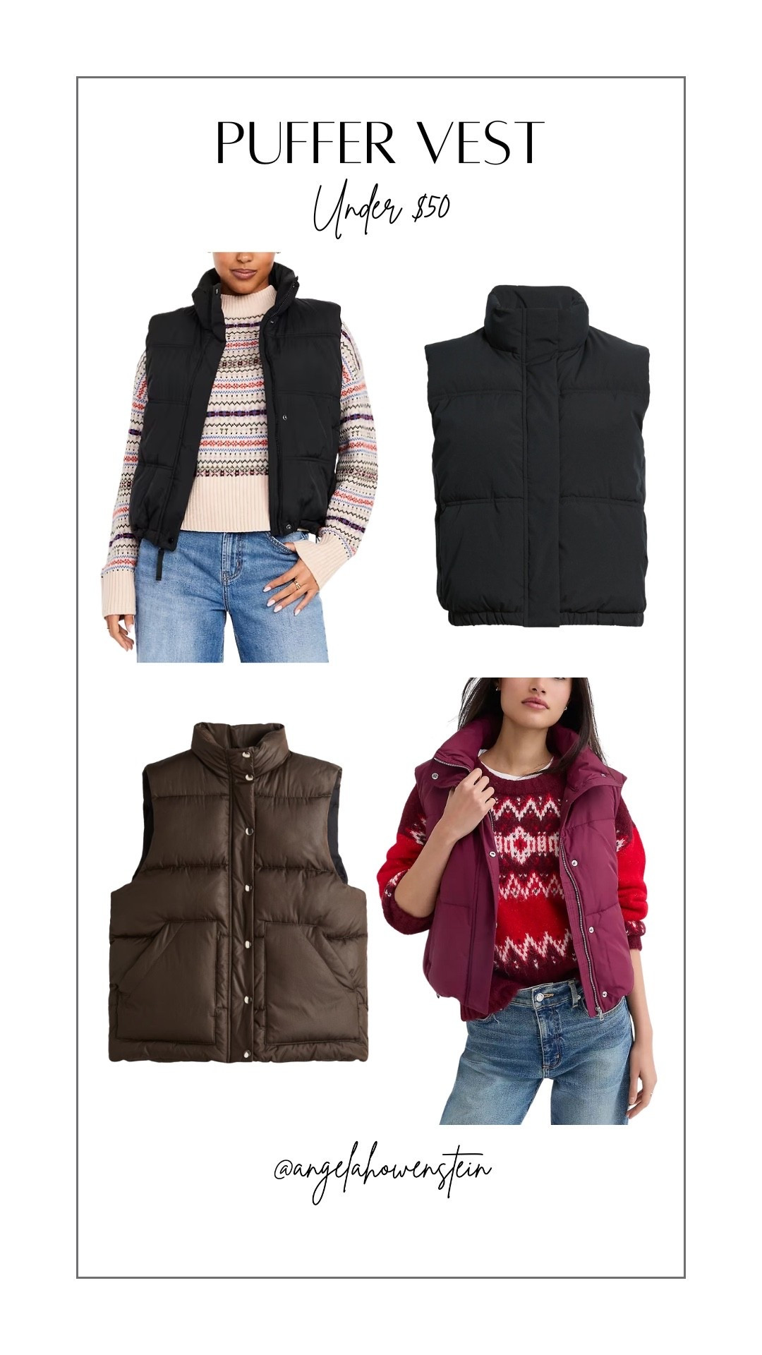 Easy puffer vests under $50. Great for layering now and wearing all season with jeans and sweaters.

#puffervest #winterlayers #everydaystyle #falloutfit #casualoutfit #classiclook #denimstyle #casualchic



#LTKSeasonal #LTKFindsUnder50 #LTKootd