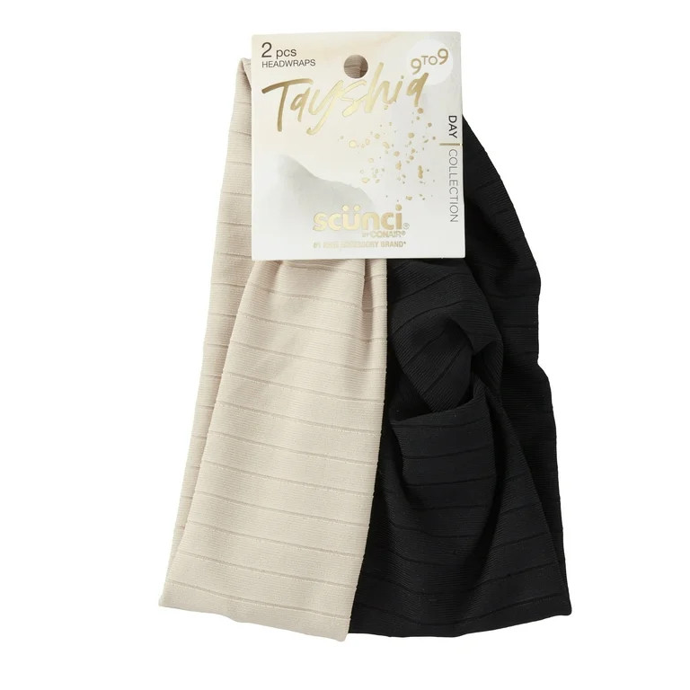 Tayshia Headwraps, Black and Beige, 2 Count | Walmart (US)