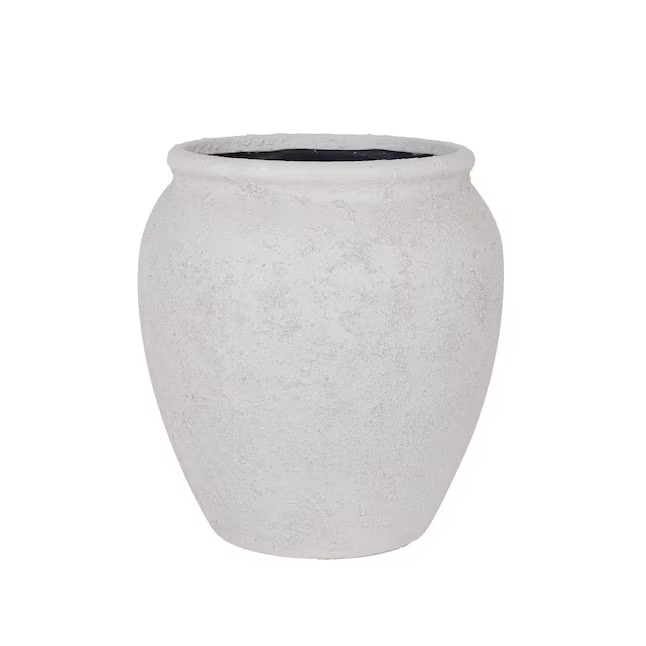 allen + roth Round 14.13-in W x 14.13-in L White Stone Outdoor Self Watering Planter Lowes.com | Lowe's
