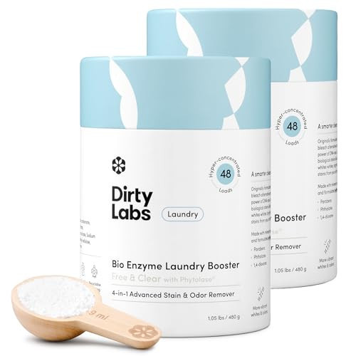 Dirty Labs | Scent Free | Bio Enzyme Laundry Booster | 2-Pack = 96 Loads | Hyper Concentrated | High Efficiency & Standard Machine Washer | Nontoxic, Biodegradable | Stain & Odor Removal Booster | Amazon (US)