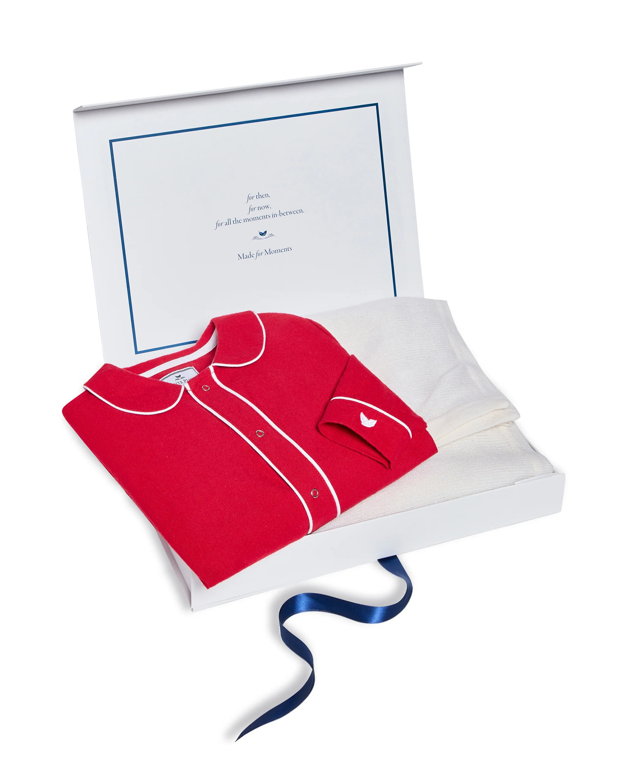 Baby's Flannel Cambridge Romper & Cashmere Blanket Gift Set | Petite Plume