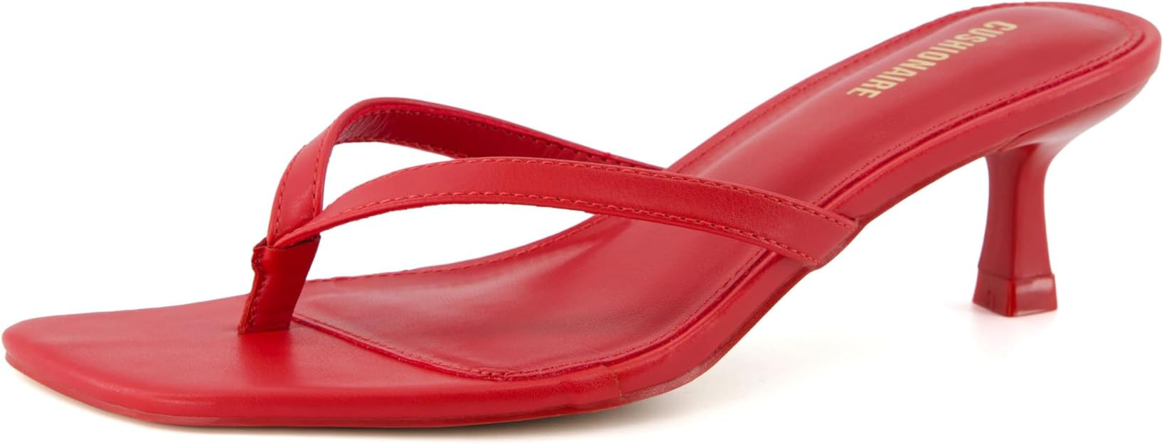 CUSHIONAIRE Women's Miami Kitten heel thong sandals +Memory Foam, Wide Widths Available | Amazon (US)