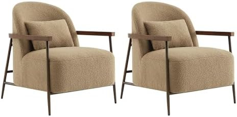 CHITA Accent Chair for Living Room Set of 2, FSC Certified Modern Upholstered Faux Sherpa Fabric ... | Amazon (US)