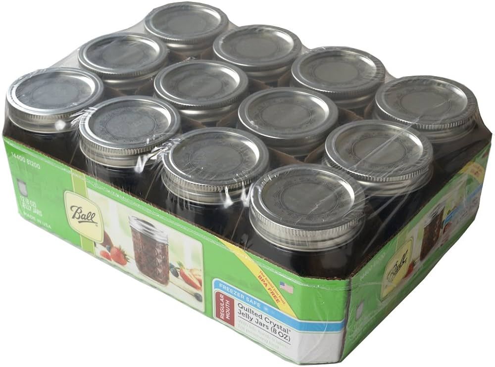 Ball Mason 8oz Quilted Jelly Jars with Lids and Bands, Set of 12 | Amazon (US)
